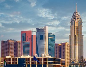 Architecture City Skyscrapers Dubai Backdrop