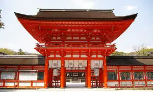 Japan Kyoto Shimogamo Shrine Shrine Gate Vermilion