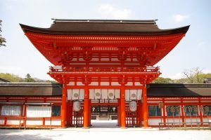 Japan Kyoto Shimogamo Shrine Shrine Gate Vermilion